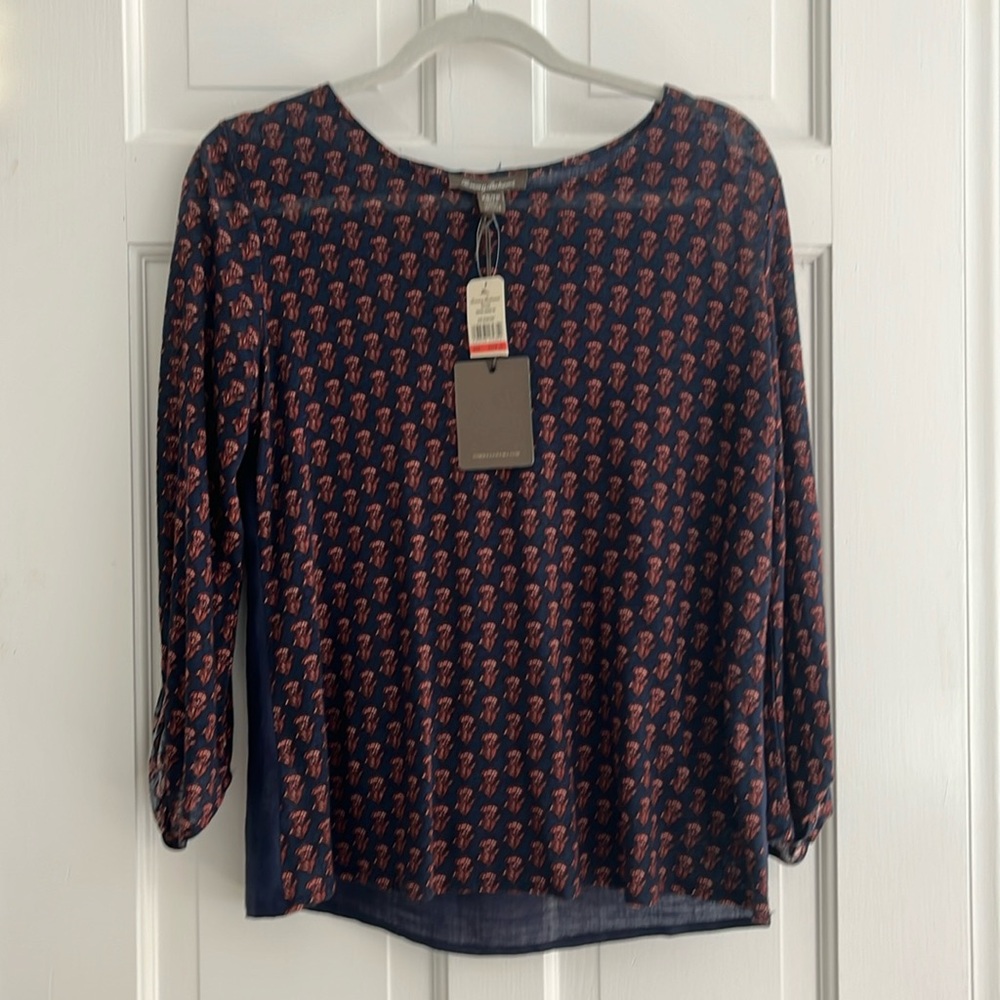 NWT TOMMY BAHAMA Navy & Coral Mistral Maiden Tee - Size XS/TP